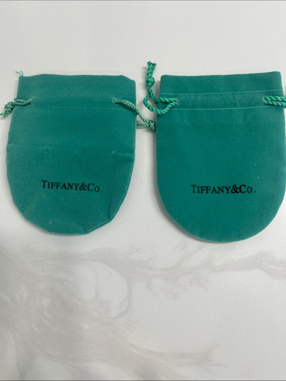 Tiffany & Co. Robin's-egg Blue Velvet Drawstring Pouches (Pair)